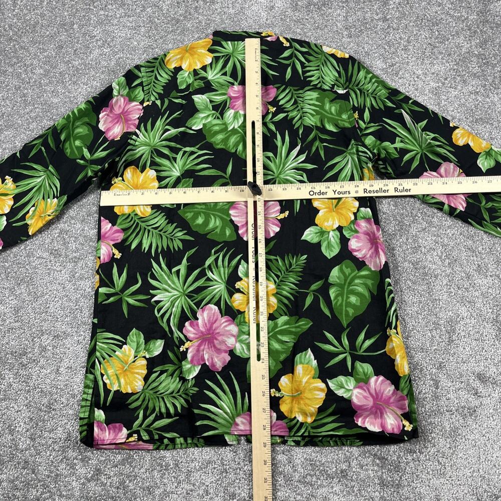Lauren Ralph Lauren Kimono Womens Small Linen Button Knots Hibiscus Vacation - Picture 9 of 13